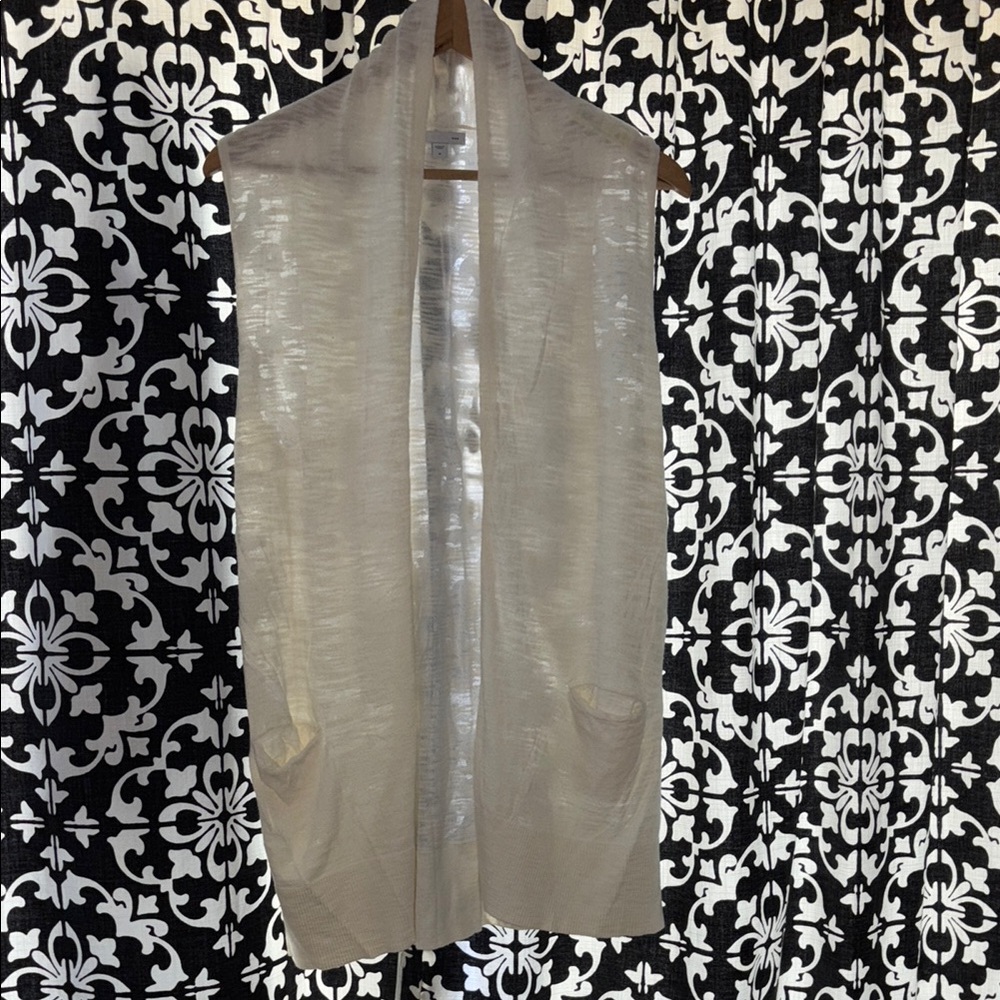 GAP Sheer Ivory Open Front Vest